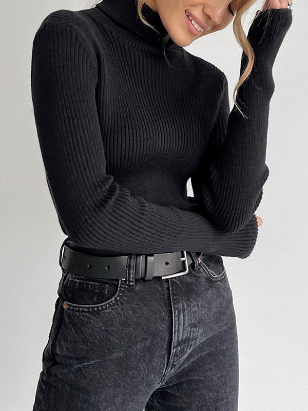 Women's Casual Ribbed Turtleneck Sweater