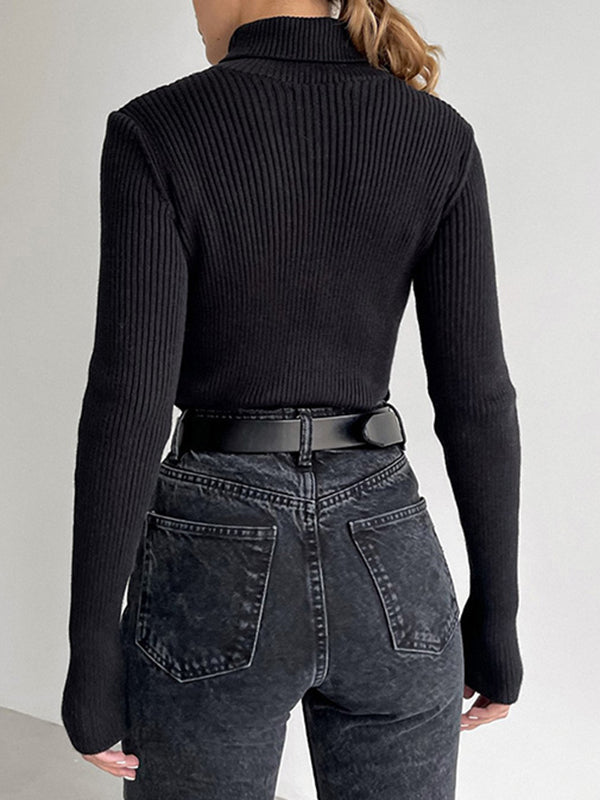 Women's Casual Ribbed Turtleneck Sweater