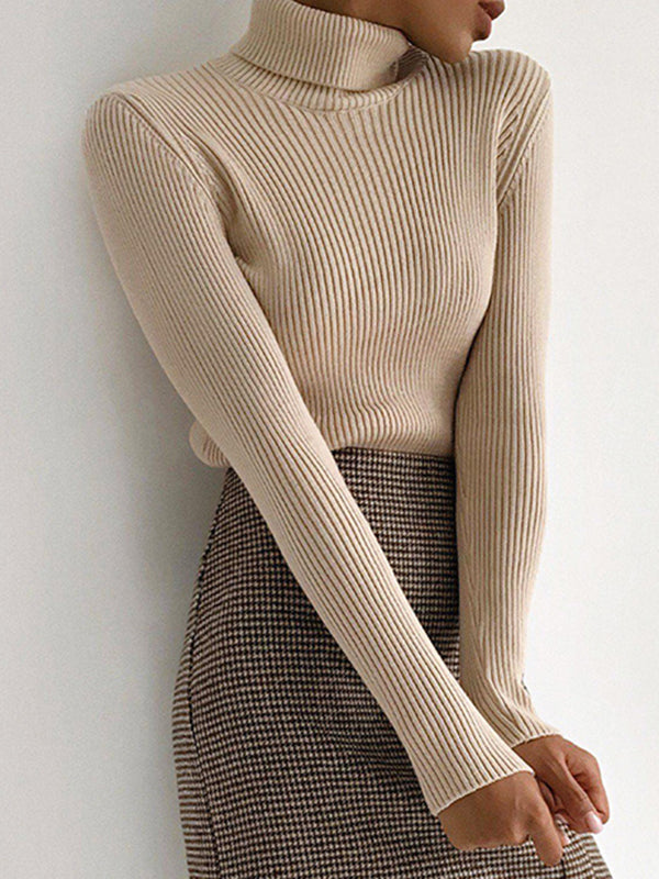 Women's Casual Ribbed Turtleneck Sweater