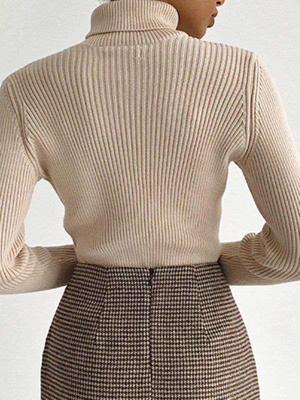Women's Casual Ribbed Turtleneck Sweater
