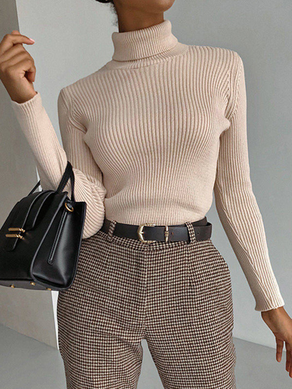 Women's Casual Ribbed Turtleneck Sweater