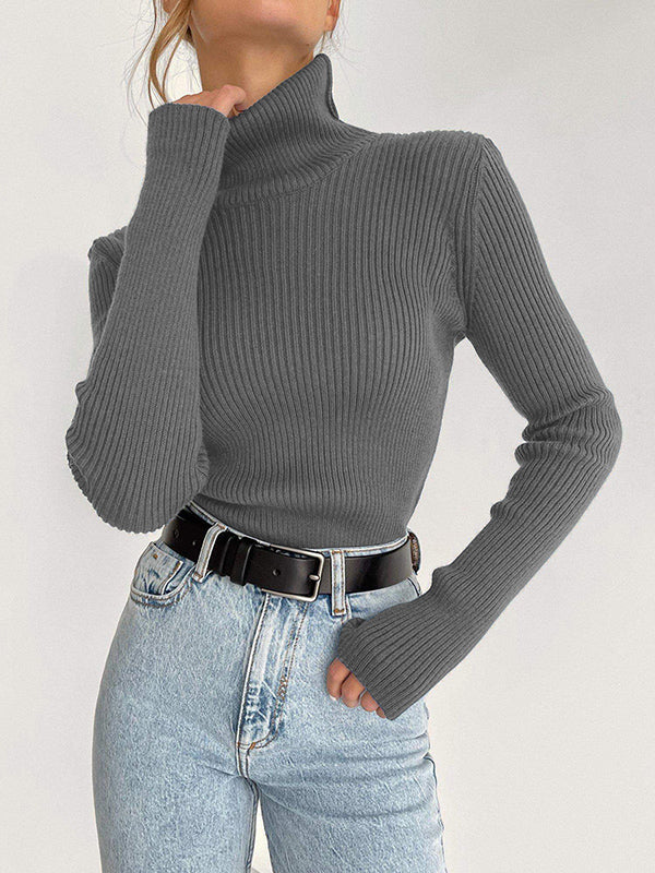 Women's Casual Ribbed Turtleneck Sweater