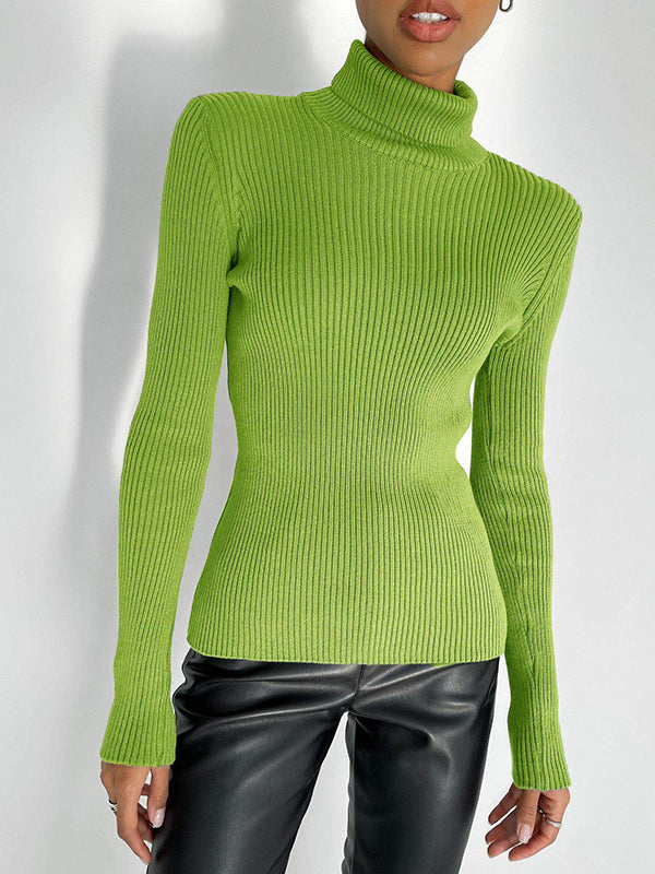 Women's Casual Ribbed Turtleneck Sweater