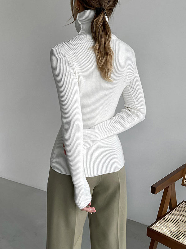 Women's Casual Ribbed Turtleneck Sweater